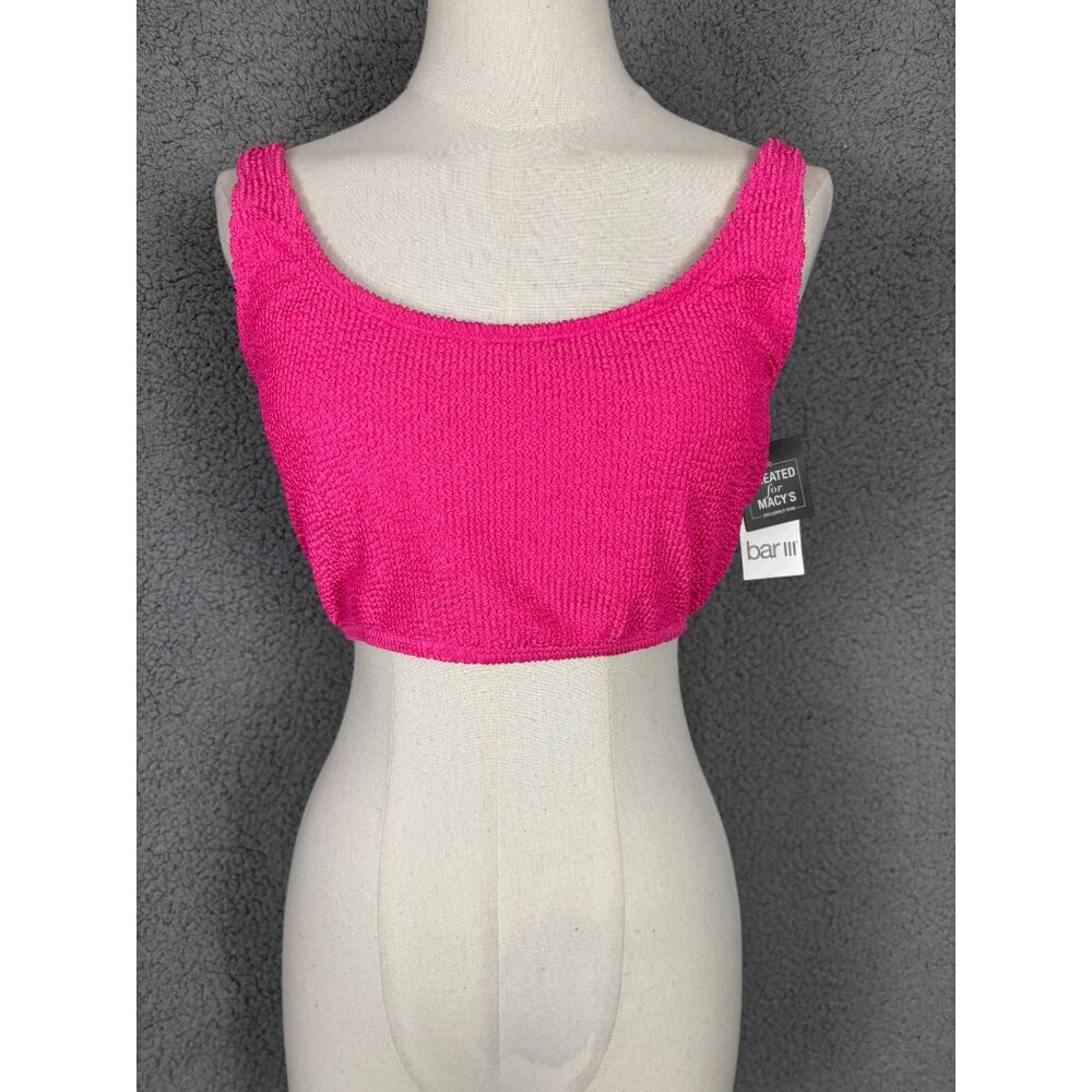 Bar III Womens  Textured Tank Bra Bikini Top Candy Kiss (Pink) Size Large NWT's.